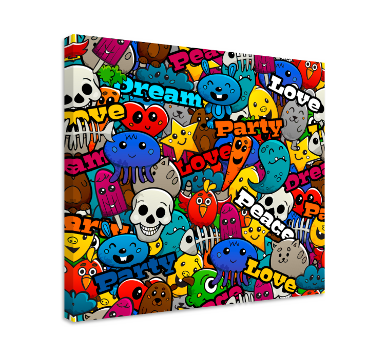 Funky Character Collage canvas character - TenStickers