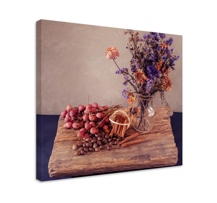Flowers and Grapes fruit canvas - TenStickers