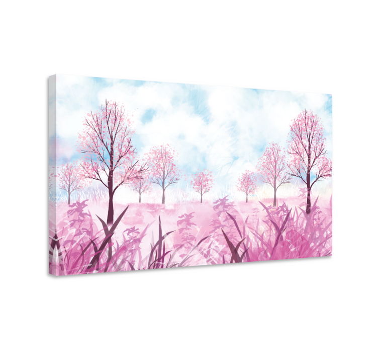 Flowers canvas pink blossoms landscape - TenStickers