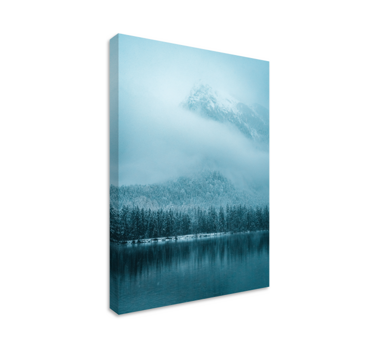 Foggy mountain reflection landscape canvas - TenStickers