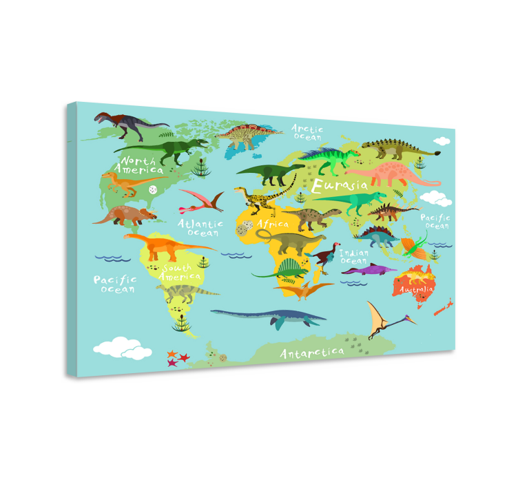 Dinosaur canvas wall art dinosaur globe chart - TenStickers