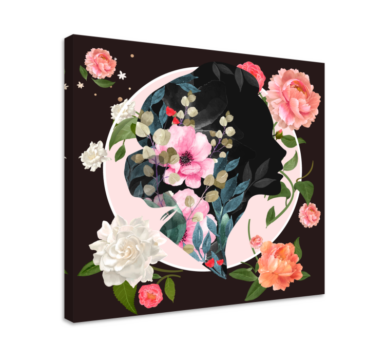 Flowers canvas floral silhouette design - TenStickers