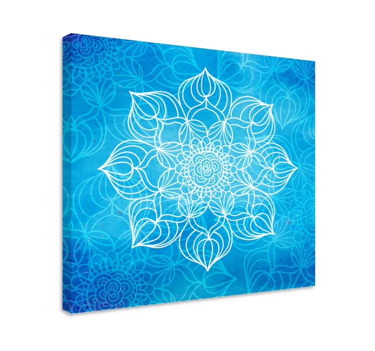 Blue paint splash mandala canvas wall art - TenStickers