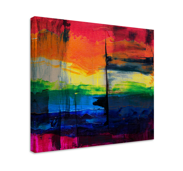 Abstract wall art 1 in bright color stripes - TenStickers