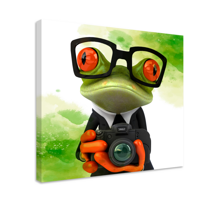 Animal canvas wall art frog with camera - TenStickers