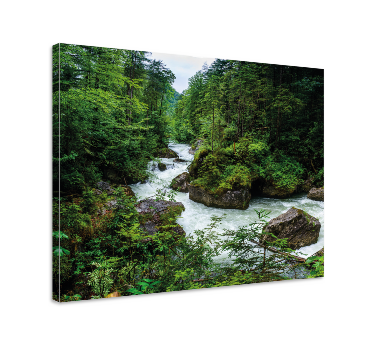 Serene river landscape landscape canvas - TenStickers