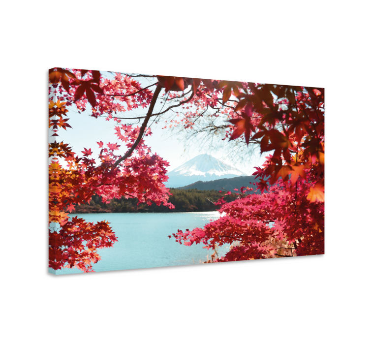 Flowers canvas mount fuji artwork - TenStickers