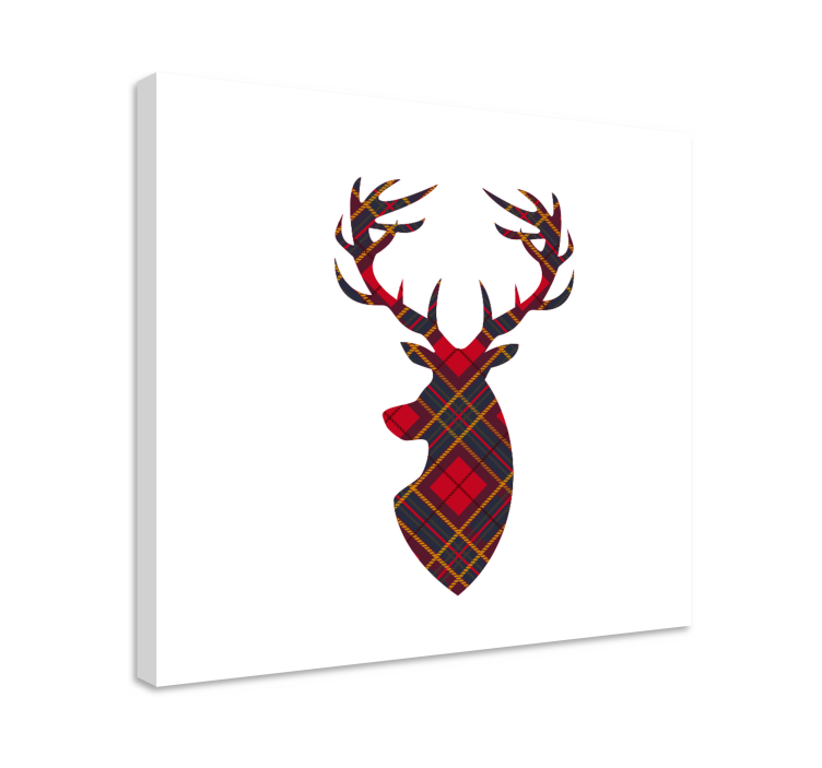 Stag canvas plaid stag head artwork - TenStickers
