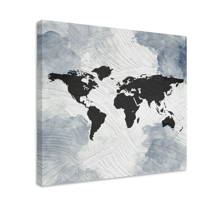 Textured and black world map canvas - TenStickers