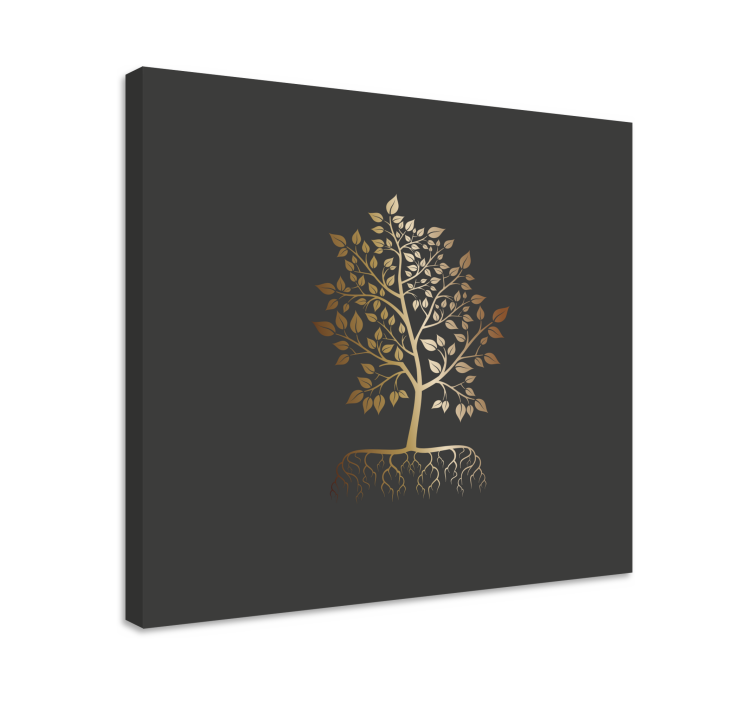 Golden leafed tree canvas wall art - TenStickers