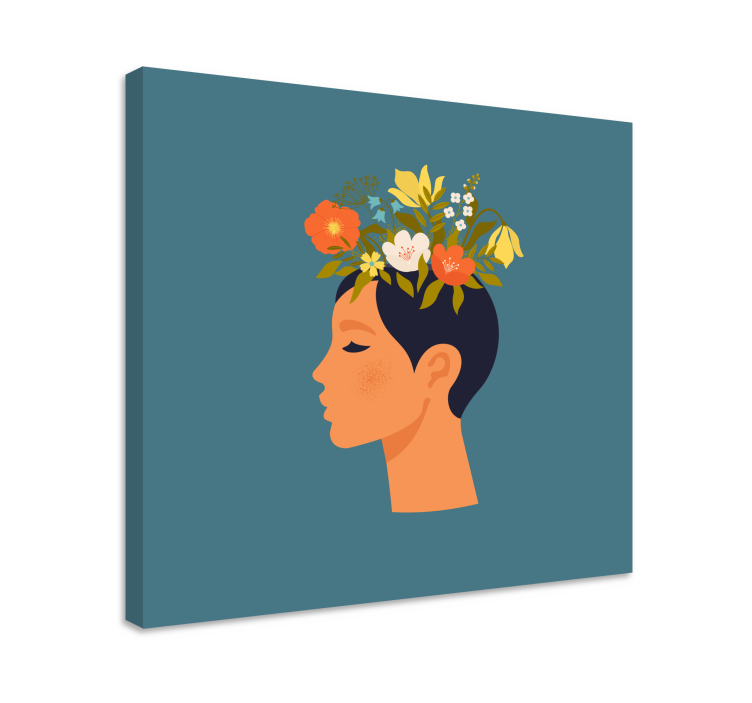 Flowers canvas floral silhouette profile - TenStickers