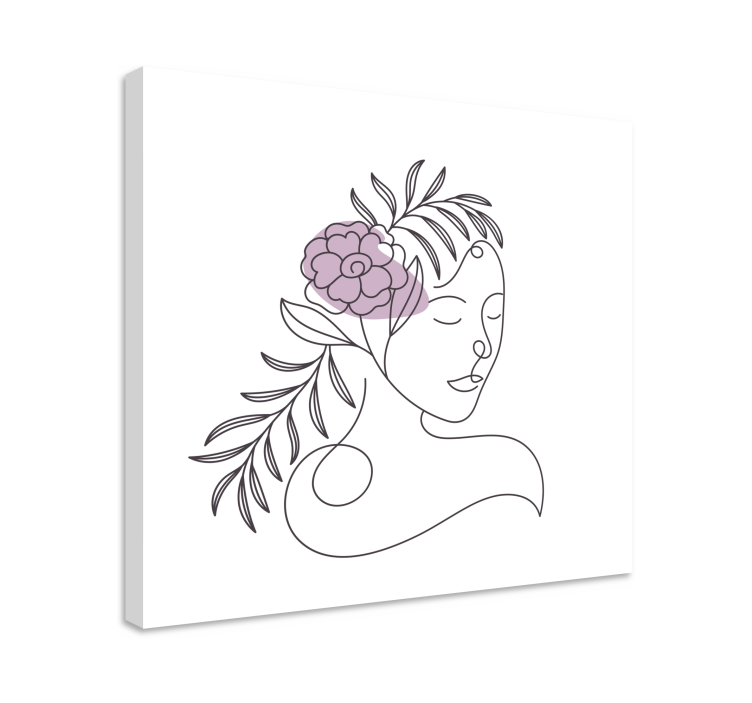 Flowers canvas with line drawing face - TenStickers