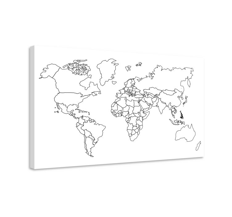World map wall art outline map design - TenStickers