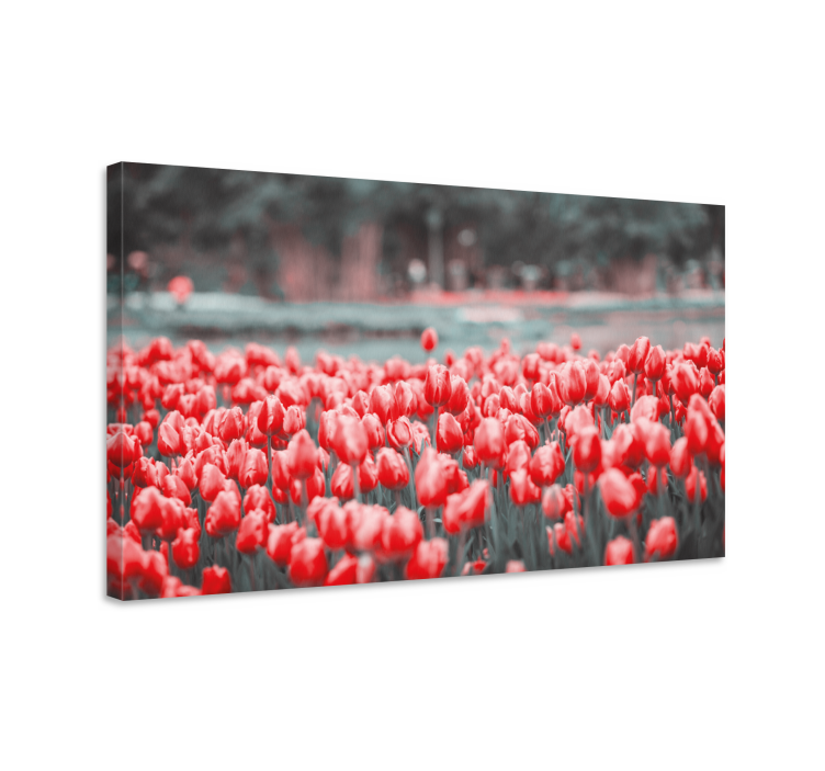 Flowers canvas vibrant tulip field art print - TenStickers