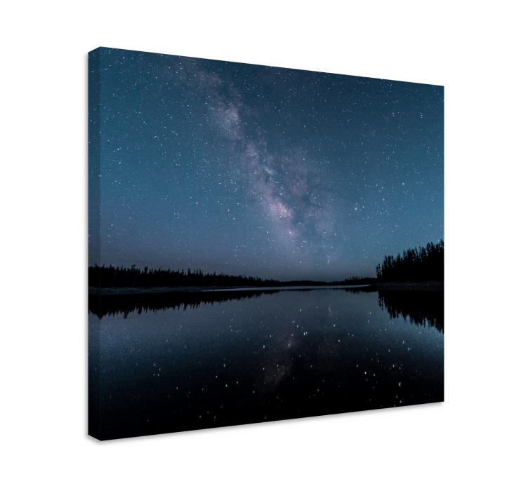 Landscape canvas starry night reflection print - TenStickers