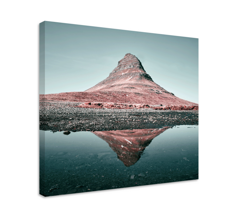 Kirkjufell mountain reflection landscape canvas - TenStickers