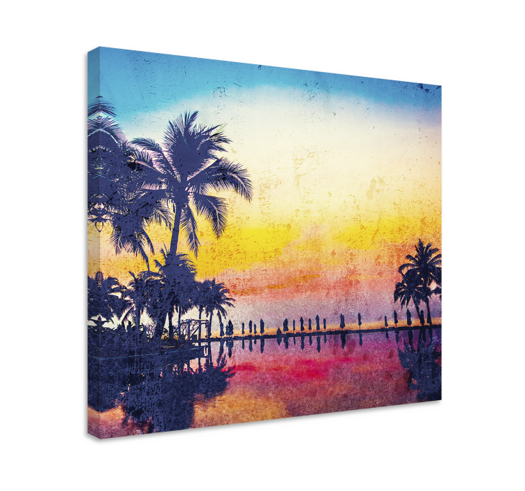 Landscape canvas silhouetted palm reflection - TenStickers
