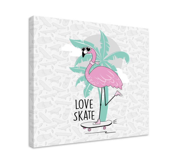 Animal canvas wall art flamingo skateboarding - TenStickers
