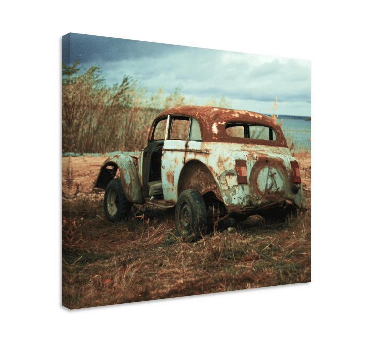 Retro canvas rusty classic car artwork - TenStickers