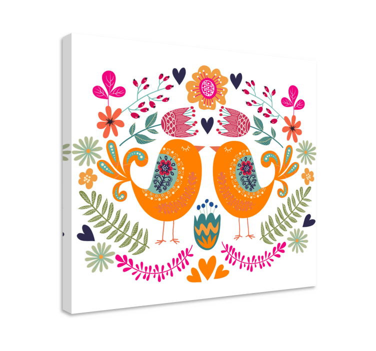 Bird canvas wall art love birds design - TenStickers