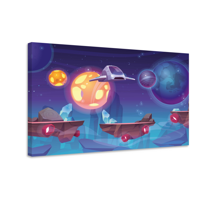 Floating space stones and spaceship canvas - TenStickers