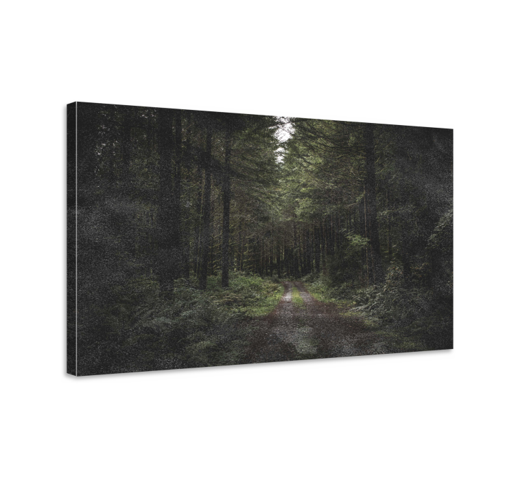 Walking through a dark forest landscape canvas - TenStickers