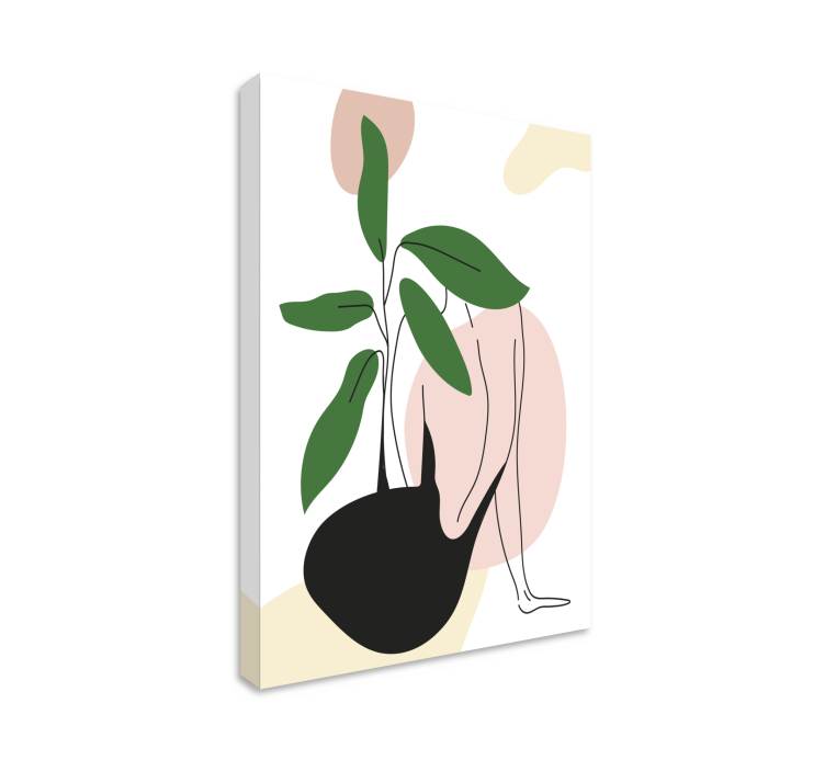 Abstract wall art 1 female figure plant art - TenStickers