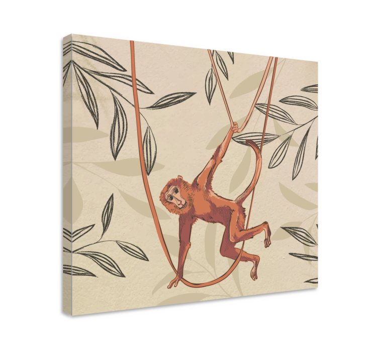 Animal canvas wall art swinging monkey art - TenStickers