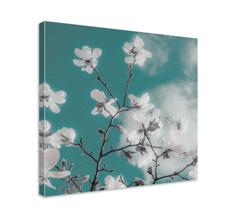 Flowers canvas delicate floral branch artwork - TenStickers