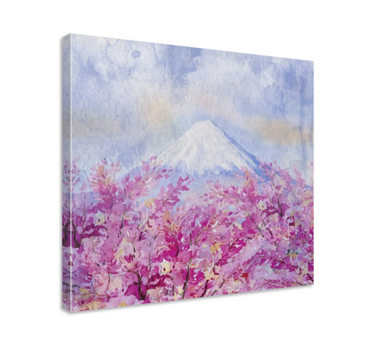 Flowers canvas cherry blossom mountain art - TenStickers