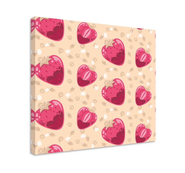 Fruit canvas wall art strawberry heart design - TenStickers