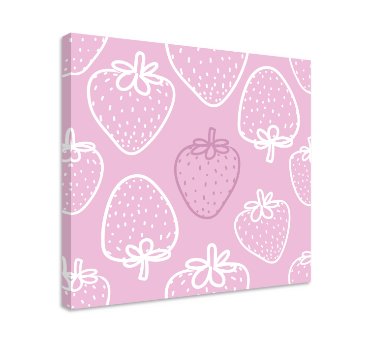 Seamless pink strawberry pattern fruit canvas - TenStickers