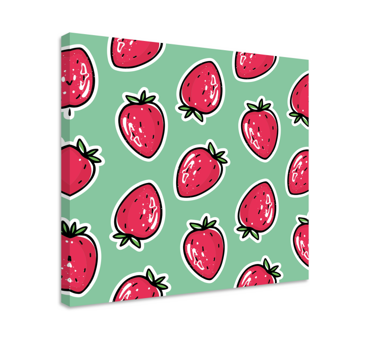 Colored strawberry pattern green fruit canvas - TenStickers