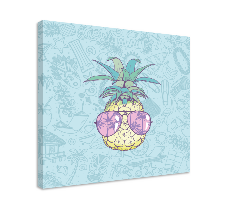 Hawaiian pineapple cartoon modern canvas - TenStickers