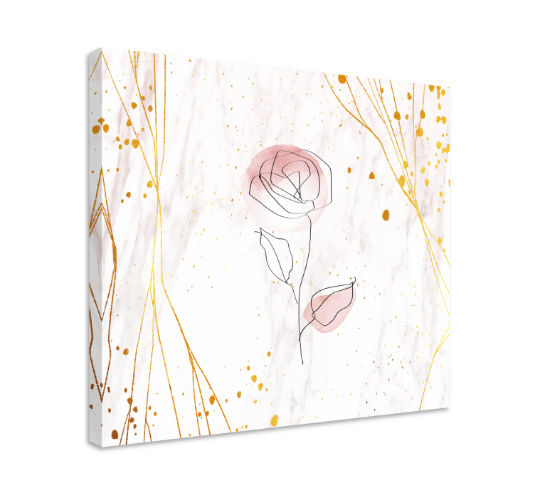 Rose on golden background 3D canvas prints - TenStickers