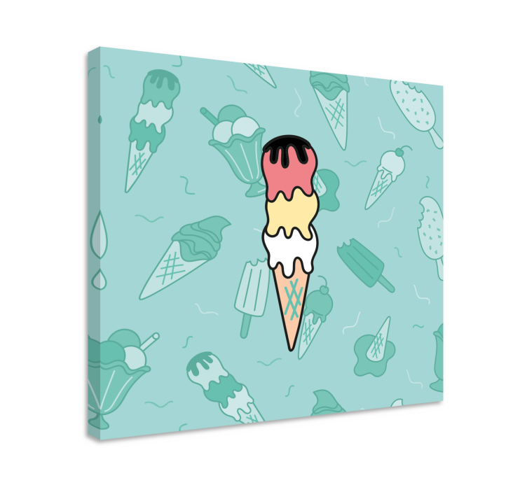 Rustic canvas wall art ice cream cone delight - TenStickers