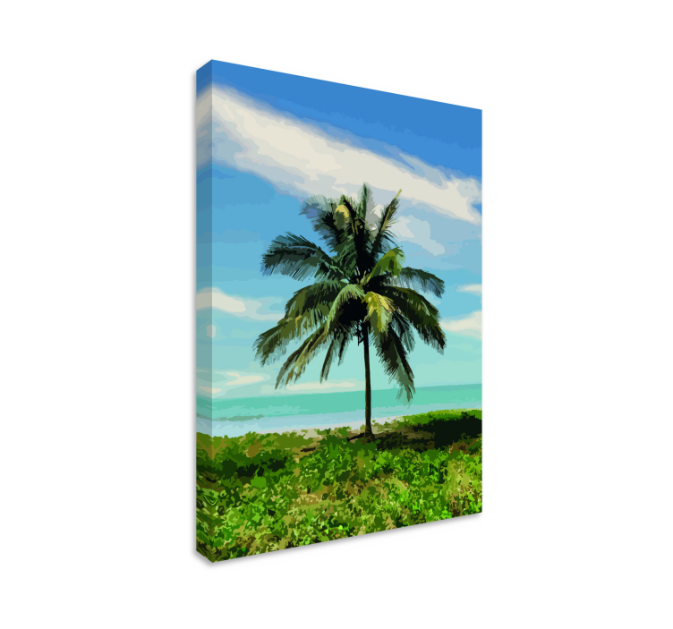 Landscape canvas serene palm oasis - TenStickers