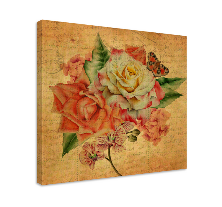 Roses and Butterfly Flowers  canvas - TenStickers