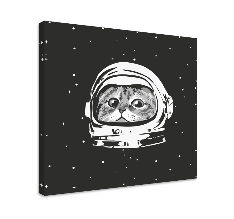 Black and white astronaut cat wall art - TenStickers