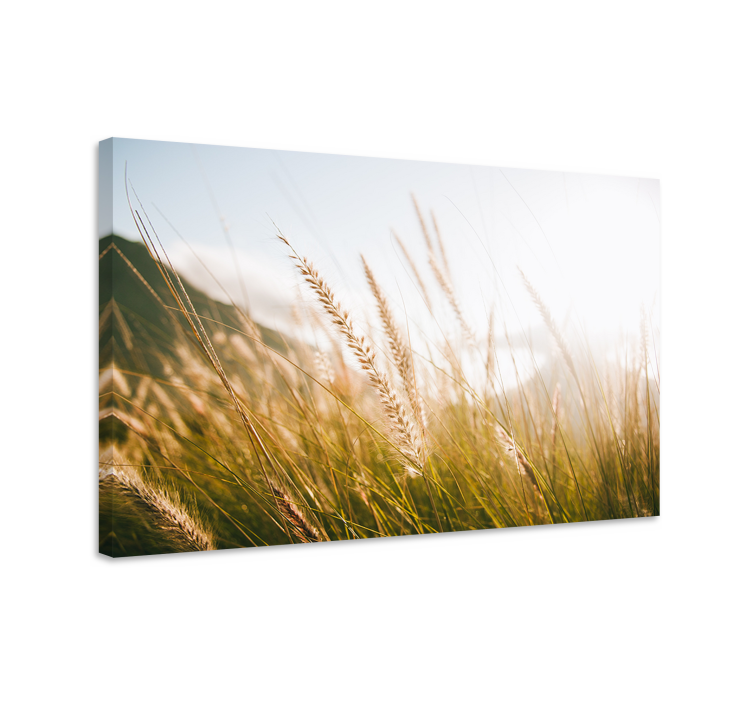 Flowers canvas golden grass fields art print - TenStickers