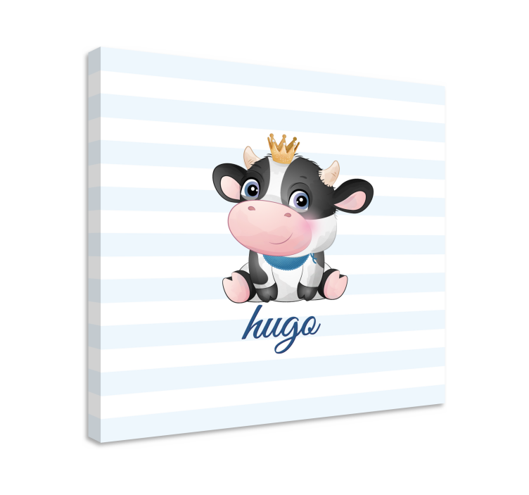 Animal canvas wall art cute crowned cow - TenStickers