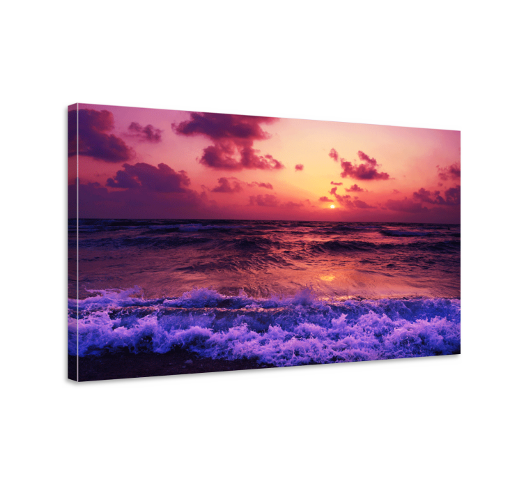 Vibrant sunset waves landscape canvas - TenStickers