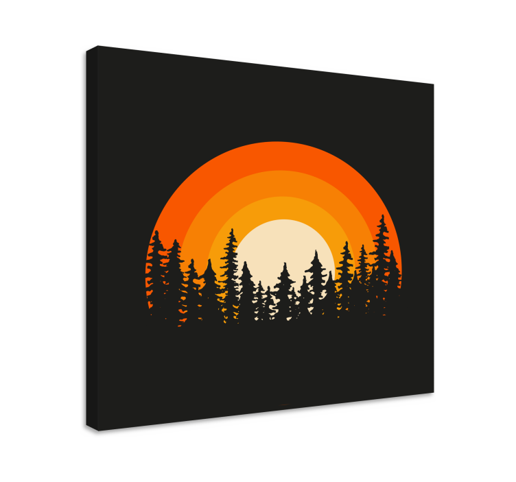 Landscape canvas of stylized sunset silhouette - TenStickers
