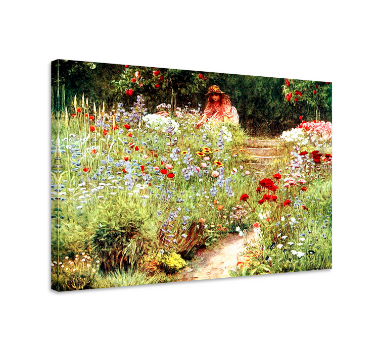 Flowers canvas girl in a floral wonderland - TenStickers