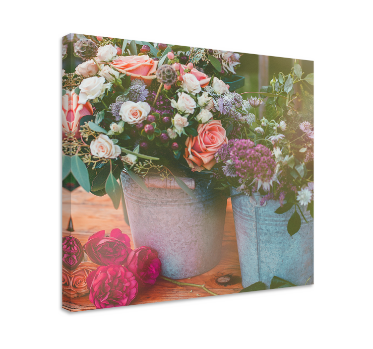 Flowers canvas flower basket arrangement - TenStickers