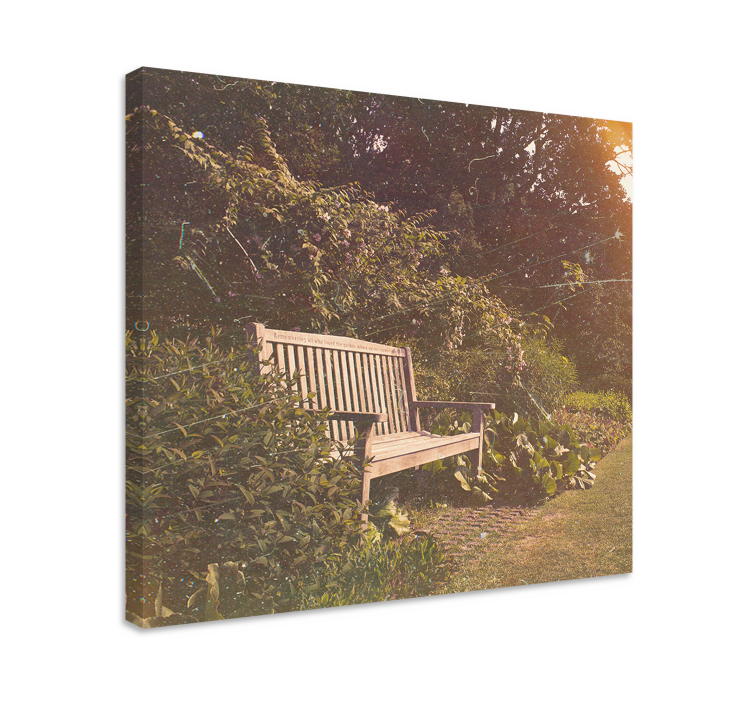Cottagecore wood bench in garden flower canvas - TenStickers