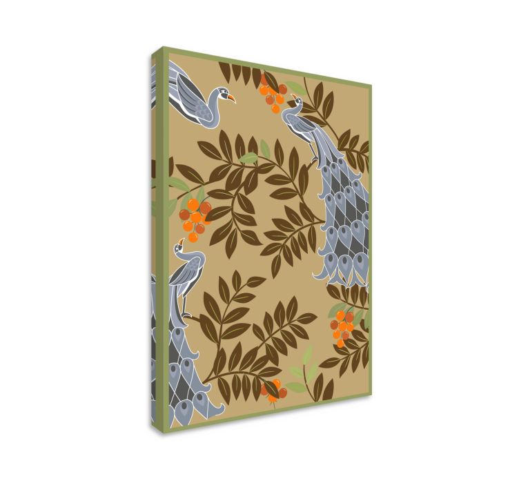 Flowers canvas elegant bird pattern - TenStickers