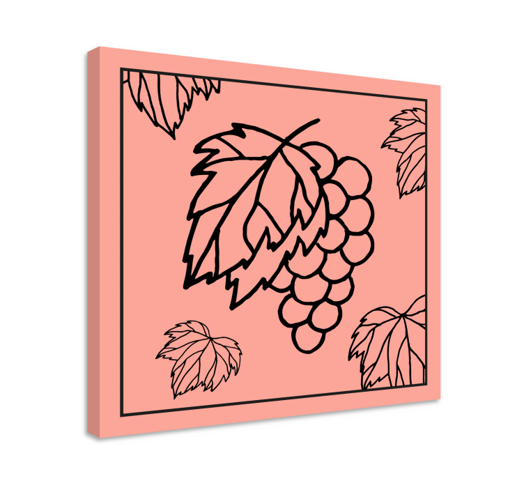 Fruit canvas wall art grapes with leaves - TenStickers