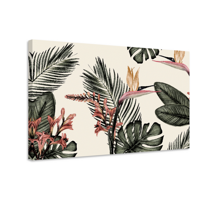 Flowers canvas tropical floral scene - TenStickers