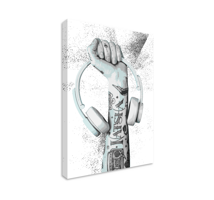 TATTOOED ARM WITH HEADPHONES music canvas art - TenStickers